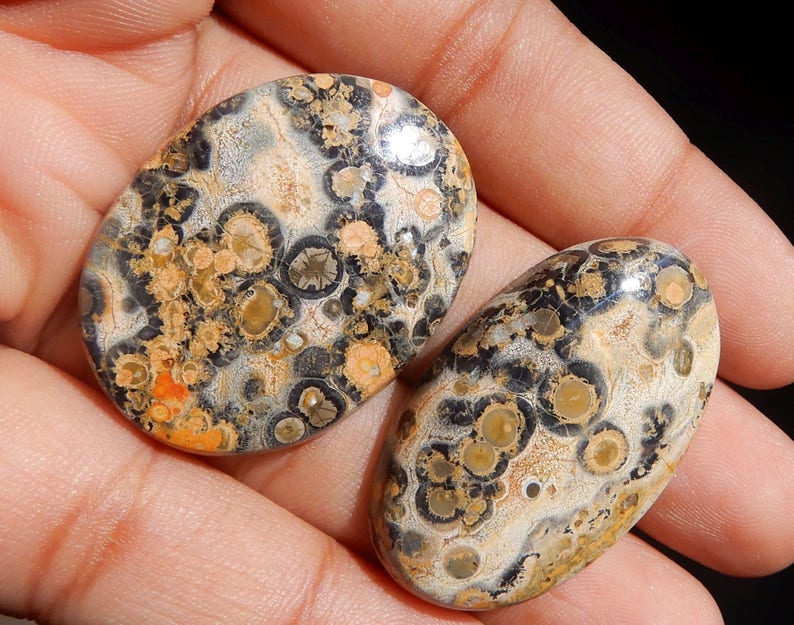 Amazing Quality Natural Leopard Skin Jasper Oval Cabochon 2 Pieces Pair AAA+ Quality Oval Shape 54.55ct Semi Precious Gemstone KJ8