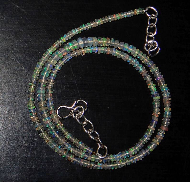 Quality Roundel Beads 16inch Long Strand Full Flashy Fire Necklace E41 Amazing Quality Natural Ethiopian Opal Beads 3MM To 4MM Size AAA+