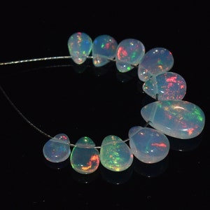 Opal Pear Shape Beads, Natural Ethiopian Opal, Welo Fire Opal Beads, Opal Briolette Beads, 6-9 MM Size Opal Gemstone, AAA Natural Opal Beads