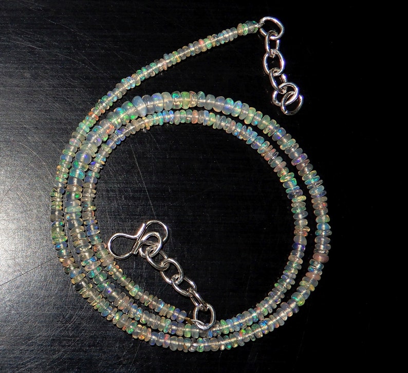 Quality Roundel Beads 16inch Long Strand Full Flashy Fire Necklace E41 Amazing Quality Natural Ethiopian Opal Beads 3MM To 4MM Size AAA+