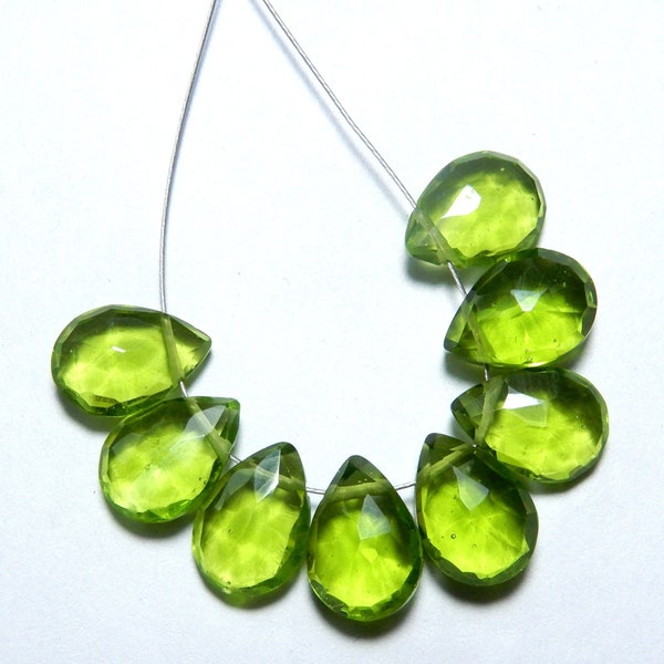 Peridot Beads, Briolette Beads, Faceted Quartz Beads, Peridot Pear Briolette Beads, Quartz Gemstone Faceted Pear Briolette Beads, Pear Beads