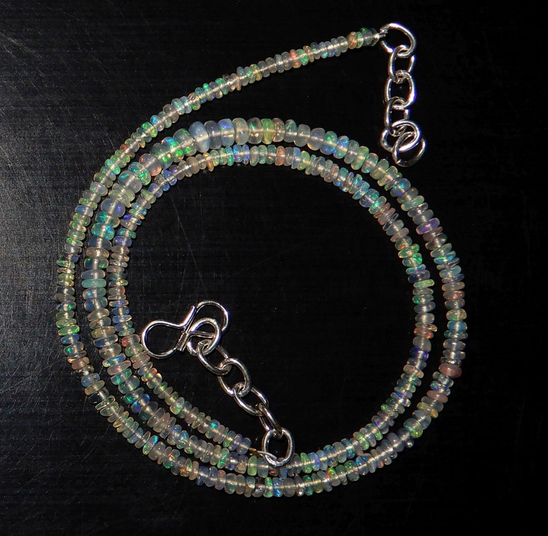 Quality Roundel Beads 16inch Long Strand Full Flashy Fire Necklace E41 Amazing Quality Natural Ethiopian Opal Beads 3MM To 4MM Size AAA+