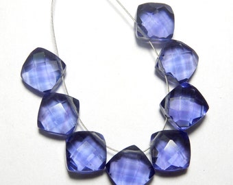 Perles de tanzanite, perles de Briolette, perles de quartz facetées, briolette de coussin de Tanzanite, pierre précieuse de quartz, perles de briolette de coussin à facettes de Tanzanite