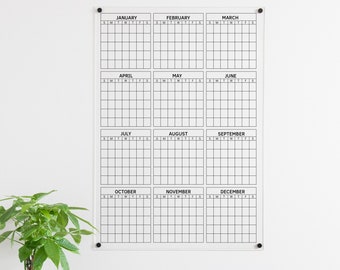 Acrylic Calendar for Wall 12 Month Yearly Calendar Goal Planning Dry Erase Calendar