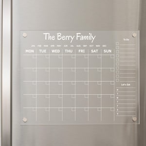 Magnetic Calendar for Fridge, Acrylic Calendar, Dry Erase Calendar, To Do List, Meal Planning #447