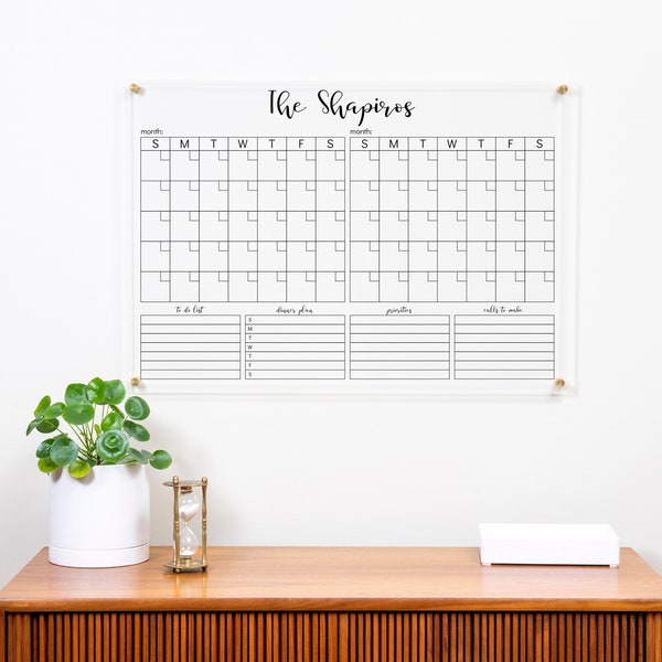 Acrylic Calendar for Wall Clear Dry Erase Board Family Wall Planner Two Month Calendar
