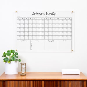 Acrylic Wall Calendar Clear Dry Erase Board Modern Acrylic Decor Family Wall Planner Command Center