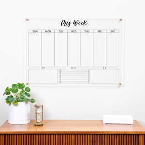 Acrylic Weekly Calendar, Dry Erase Board, Personalized Family Name Planner, Clear Acrylic for Wall