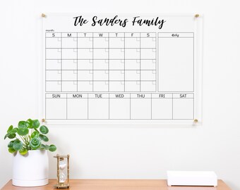 Acrylic Calendar, Dry Erase Calendar, Large Wall Calendar, Family Calendar, Monthly Calendar