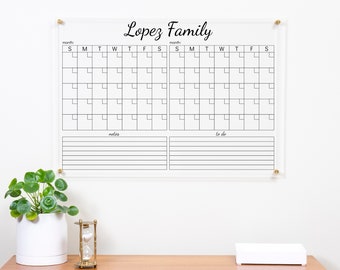 Acrylic Calendar for Wall Large Monthly Calendar Dry Erase Acrylic Board Personalized Two Month Calendar