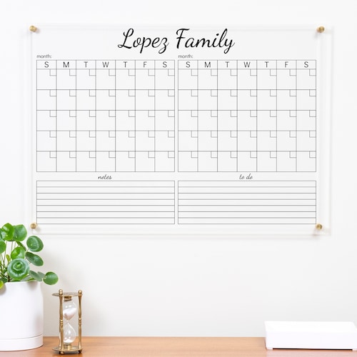 2 Month Dry Erase Calendar Command Center Large Acrylic - Etsy
