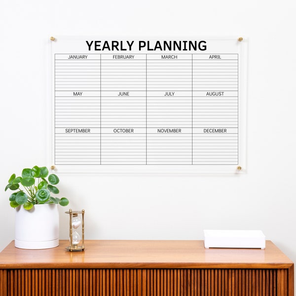 Acrylic Calendar for Wall, 12 Month Yearly Calendar, Goal Planning, Dry Erase Calendar