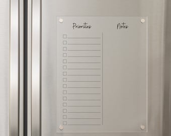 Fridge Weekly and Notes | Magnetic Acrylic Dry Erase Calendar Board | Family Command Center | Clear Acrylic Fridge Calendar #010