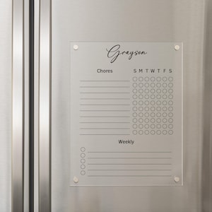 Magnetic Acrylic Chore Chart | Dry Erase Fridge Organizer | Customizable Family Planner Board | Durable Acrylic Task Board #213