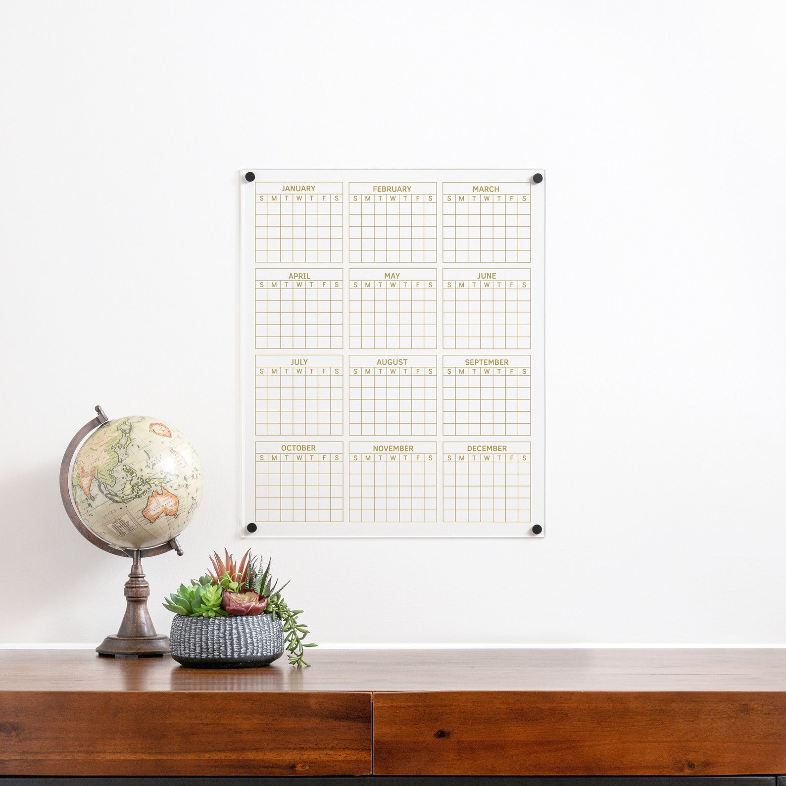 Acrylic Calendar for Wall 12 Month Yearly Calendar Goal Etsy