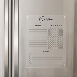 Magnetic Acrylic Chore Chart | Dry Erase Fridge Organizer | Customizable Family Planner Board | Durable Acrylic Task Board #213