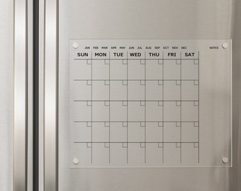 Magnetic Calendar for Fridge, Acrylic Calendar, Dry Erase Calendar, Acrylic Board, Command Center