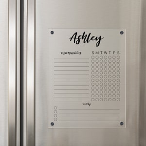 Fridge Chore Chart  Magnetic Acrylic Calendar Board Responsibility Task List for Kids Dry Erase Calendar Command Center