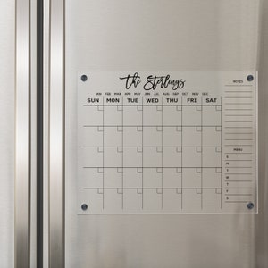 Magnetic Calendar for Fridge, Acrylic Calendar, Dry Erase Calendar, To Do List, Meal Planning