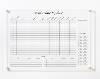 Tablero personalizado para la gestión de clientes inmobiliarios, organizador de pared acrílico borrable personalizado, rastreador de clientes para agentes inmobiliarios, decoración para la oficina del agente, regalo de cierre.