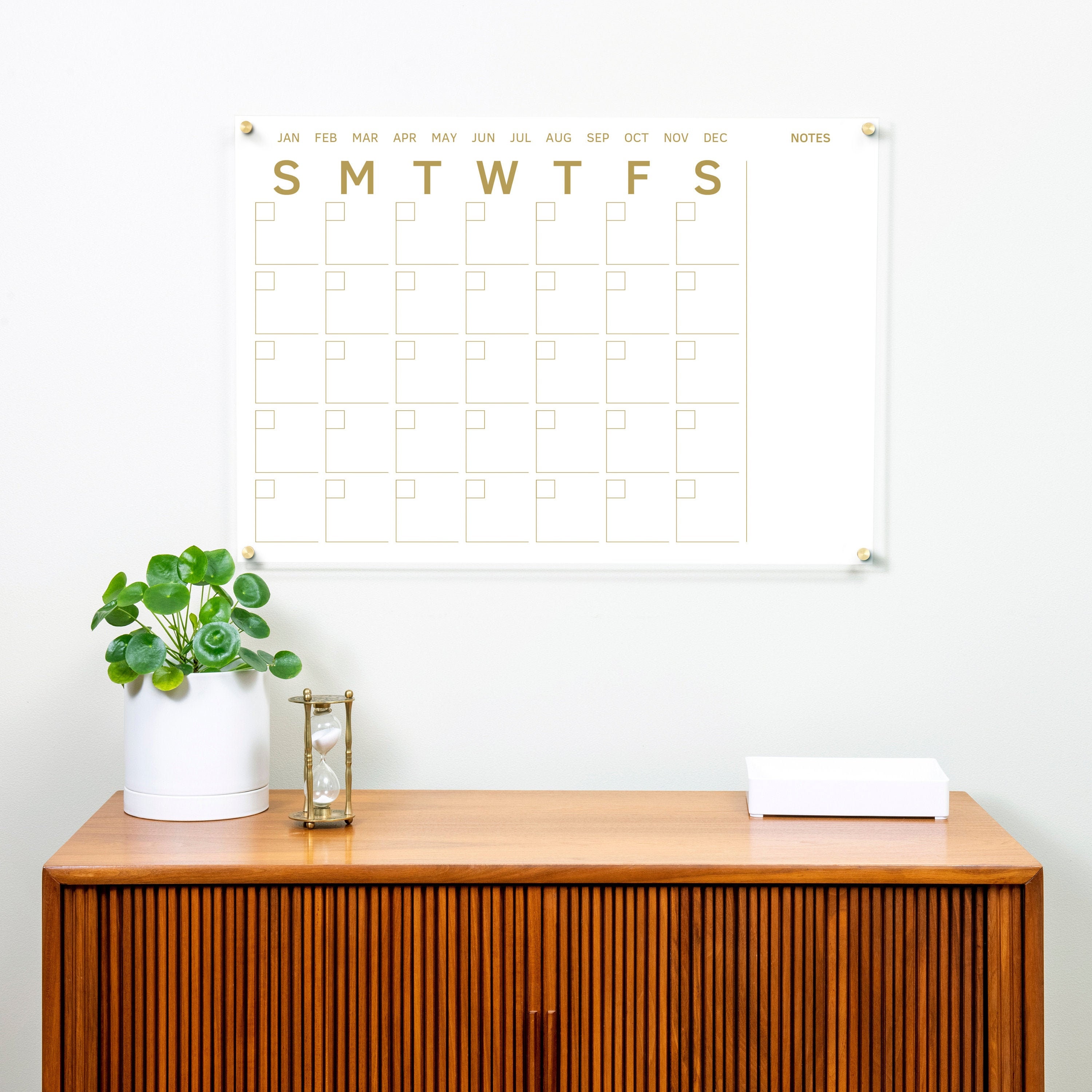Acrylic Calendar in Gold Dry Erase Calendar Board Large Etsy