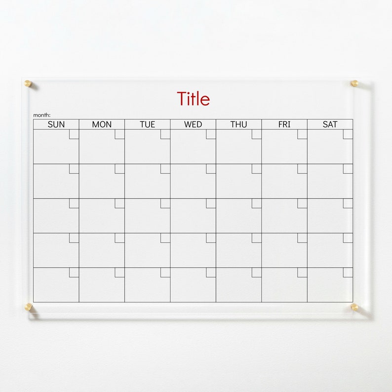 Clear Dry Erase Acrylic Wall Calendar, Personalized Family Name, Acrylic Board, Minimalist Calendar image 3