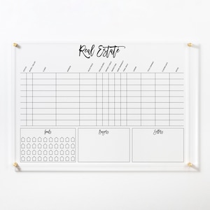 Customizable Real Estate Pipeline Sign | Clear Acrylic Dry Erase Board | Professional Wall Mounted Organizer| Tracker Chart | #801