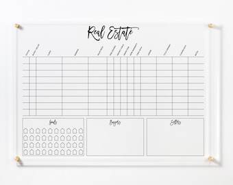 Customizable Real Estate Pipeline Sign | Clear Acrylic Dry Erase Board | Professional Wall Mounted Organizer| Tracker Chart | #801