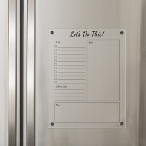 May include: White dry-erase board with black lettering that says "Let's Do This!" The board is divided into three sections: To Do, Notes, and Misc. Each section has lines for writing.