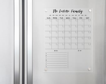 Fridge Calendar, Magnetic Acrylic Dry Erase Board, Custom Family Planner, Command Center