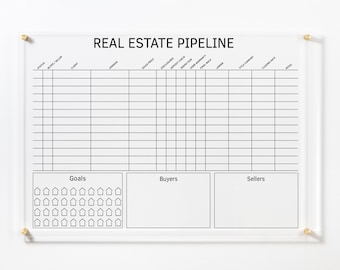 Customizable Real Estate Pipeline Sign | Clear Acrylic Dry Erase Board | Professional Wall Mounted Organizer| Tracker Chart | #801