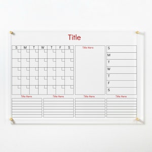 Clear Dry Erase Acrylic Wall Calendar, Personalized Family Name, Modern Calendar, Acrylic Decor image 3