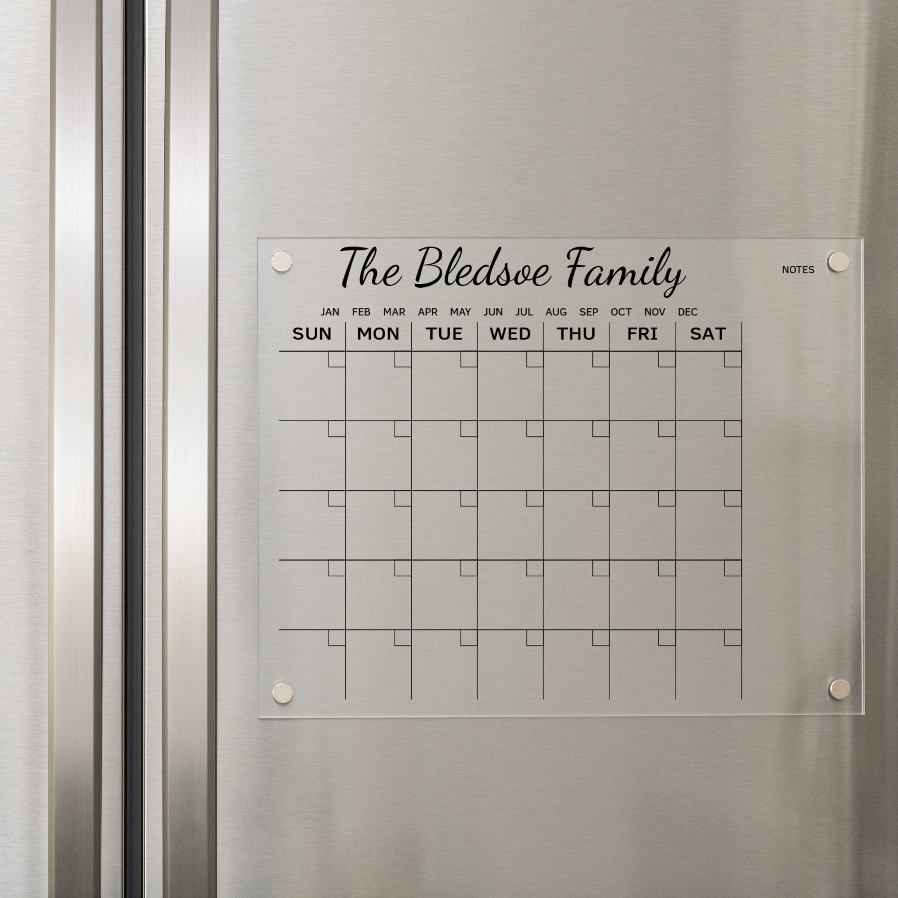 Magnetic calendar for fridge acrylic calendar dry erase - etsy