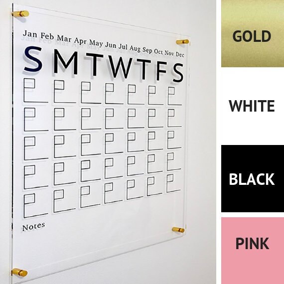 Clear Acrylic Wall Calendar Large Wall Calendar 2019 Wall Etsy