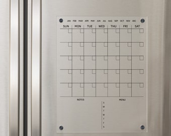 Fridge Calendar, Magnetic Calendar, Acrylic Calendar for Fridge, Dry Erase Board, Monthly Calendar, Command Center