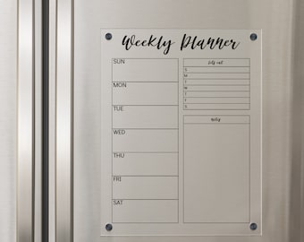 Fridge Weekly Calendar, Magnetic Calendar for Fridge, Acrylic Calendar Board, Dry Erase Calendar, Command Center