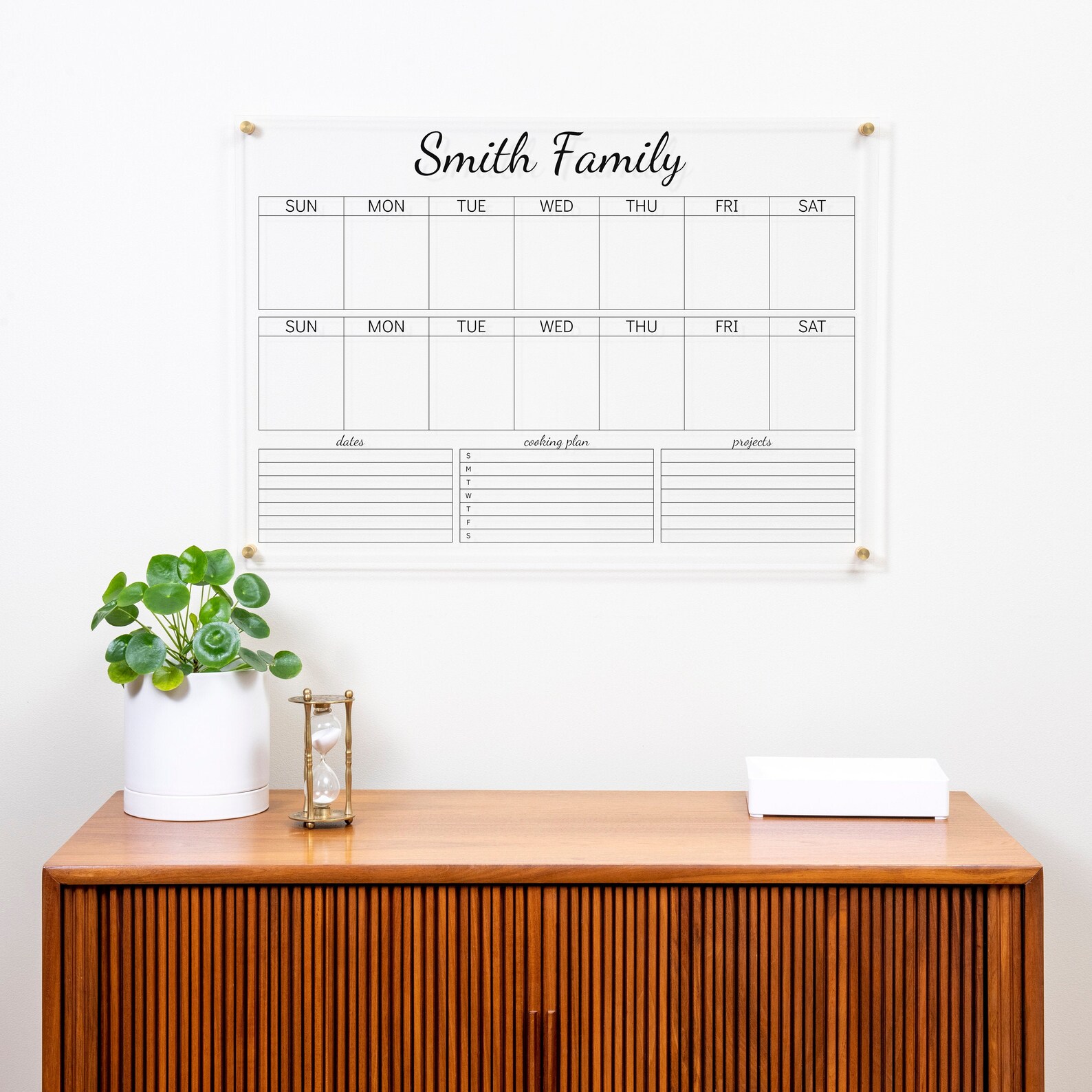 Acrylic Weekly Wall Calendar Clear Dry Erase Board Monthly Etsy