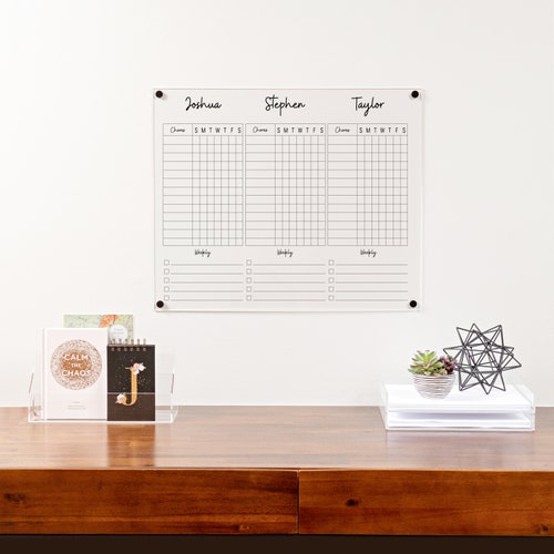 Acrylic Weekly Calendar Board for Wall Family Command Etsy