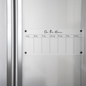 Fridge Calendar, Acrylic Calendar, Family Calendar, Magnetic Calendar for Fridge, Weekly, Menu