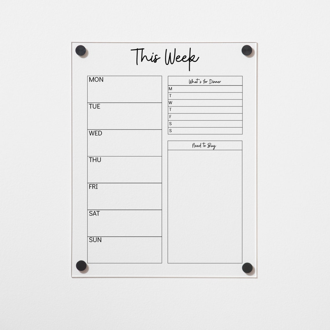 Acrylic Weekly Calendar Dry Erase Board Command Center - Etsy