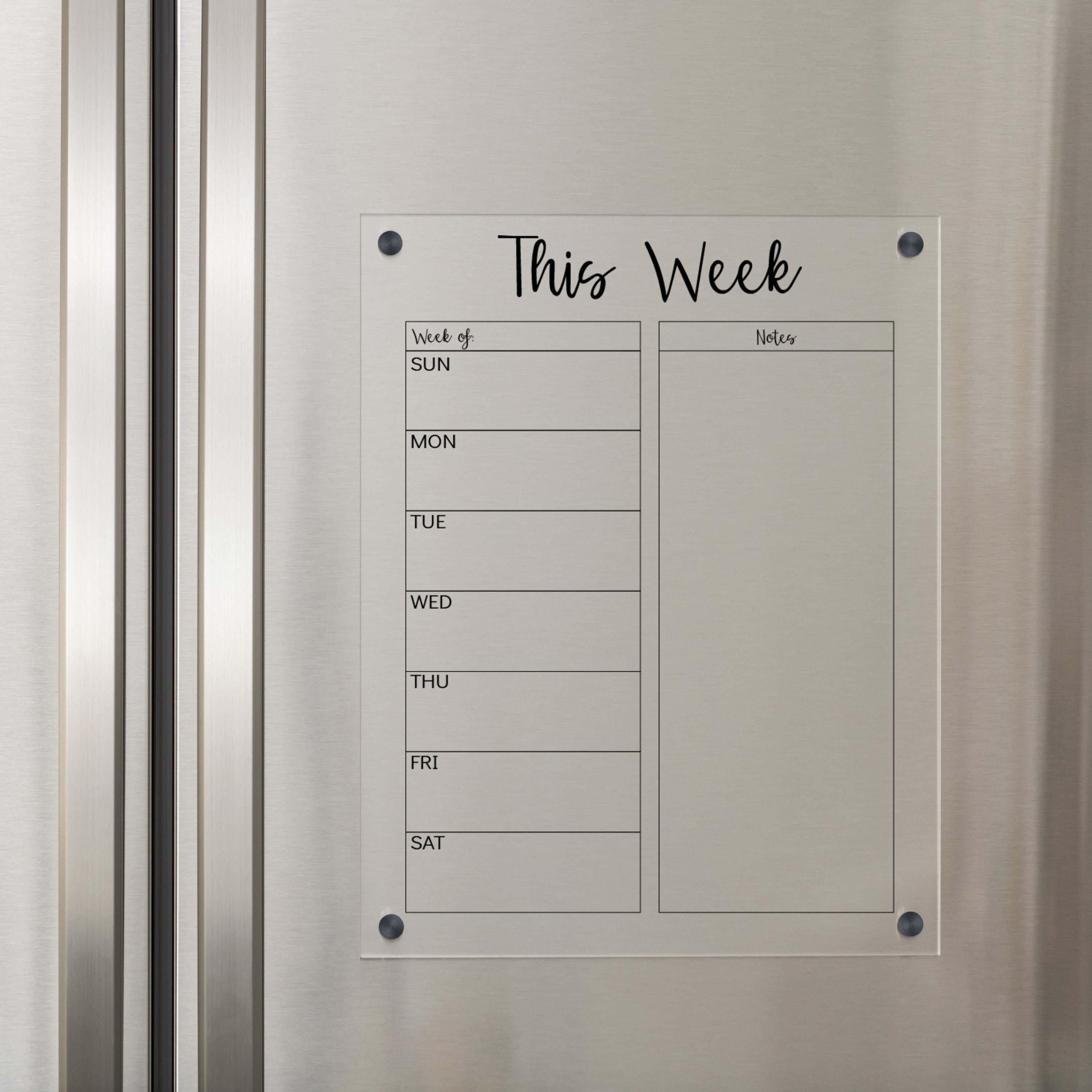 Calendrier hebdomadaire du réfrigérateur, tableau de calendrier acrylique  magnétique, calendrier effaçable à sec, centre de commande -  France