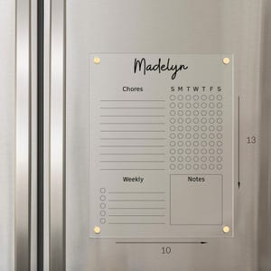 Chore Chart for Fridge Magnetic Acrylic Calendar Board Responsibility Job Task List  for Kids Dry Erase Calendar Command Center #211