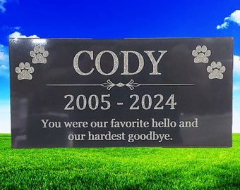 Personalized Pet Memorial Grave Stone: Engraved Black Granite Grave Garden Plaque Marker (6x12) t2