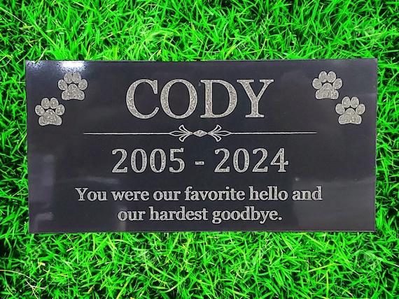 6x12 Solid black granite pet memorial stone marker with high quality laser engraving t2