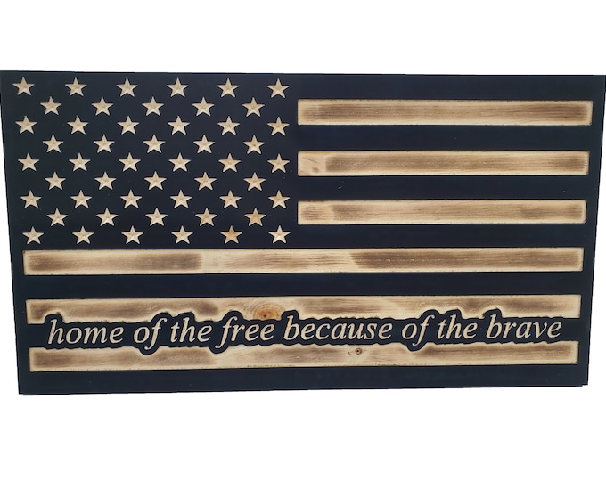 19" home of the free because of the brave flag engraved handgun concealment cabinet hidden pistol furniture gun firearm storage safe