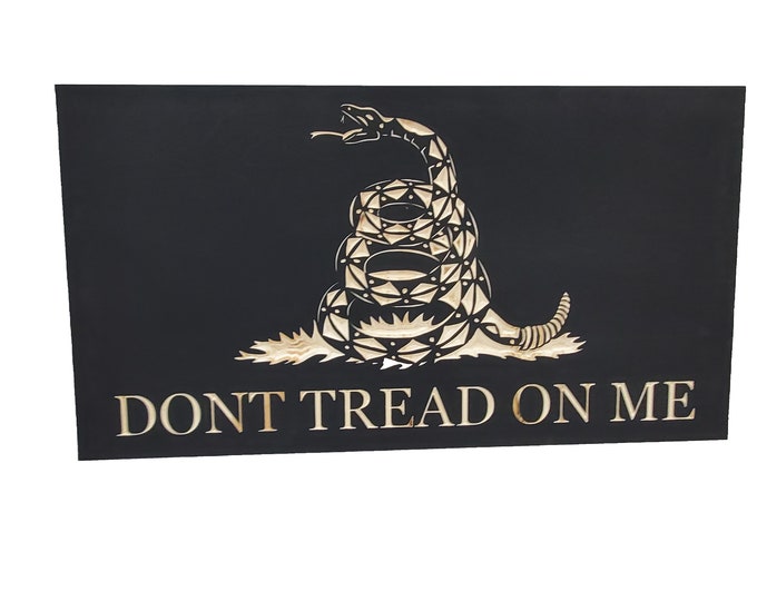 19" Dont Tread On Me gun concealment cabinet | hidden handgun storage safe | gadsden flag