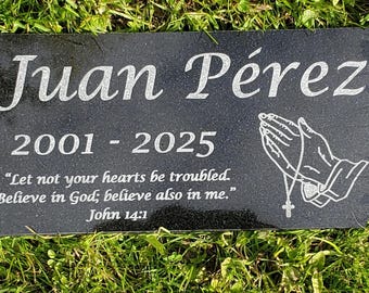 Personalized Memorial Granite Headstone: Engraved Cemetery Grave Stone Marker Plaque t10