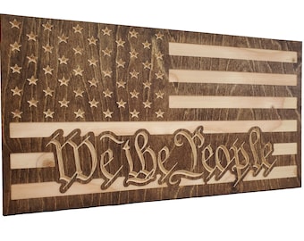 We The People -Rustic American Flag - Hidden Gun Storage Box - Handgun Safe Case - Anniversary Gift - Firearm Concealment Patriotic Cabinet