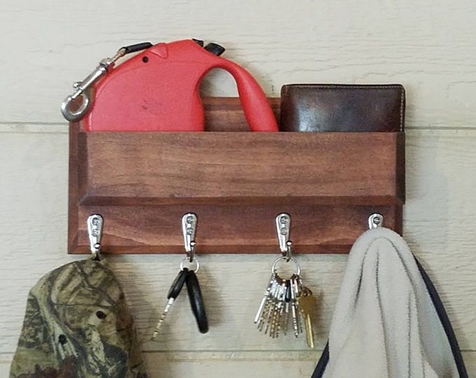 Entryway Organizer Wall Mounted Floating Shelf Mail Storage Key Rack and Hat Rack Storage Hanger Wallet Phone Dog Hook Entrance Organization