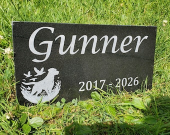 Hunting Dog Memorial Grave Marker Headstone Garden Granite Stone Plaque Pet Loss Gift t25